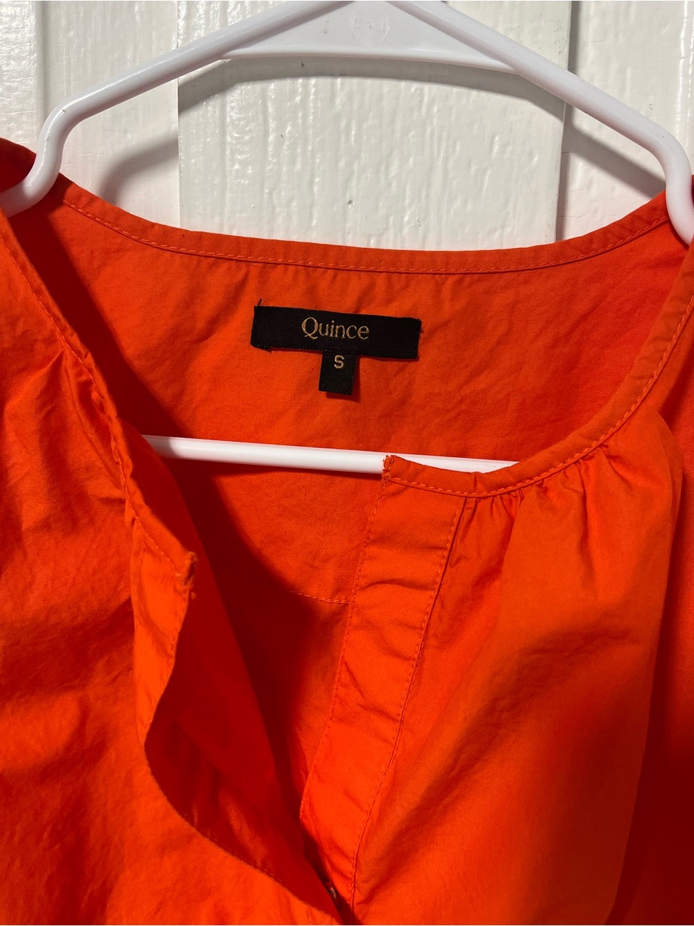 Quince 100% Organic Cotton Tiered Mini Dress Orange Vermillion Red size S - Picture 3 of 8